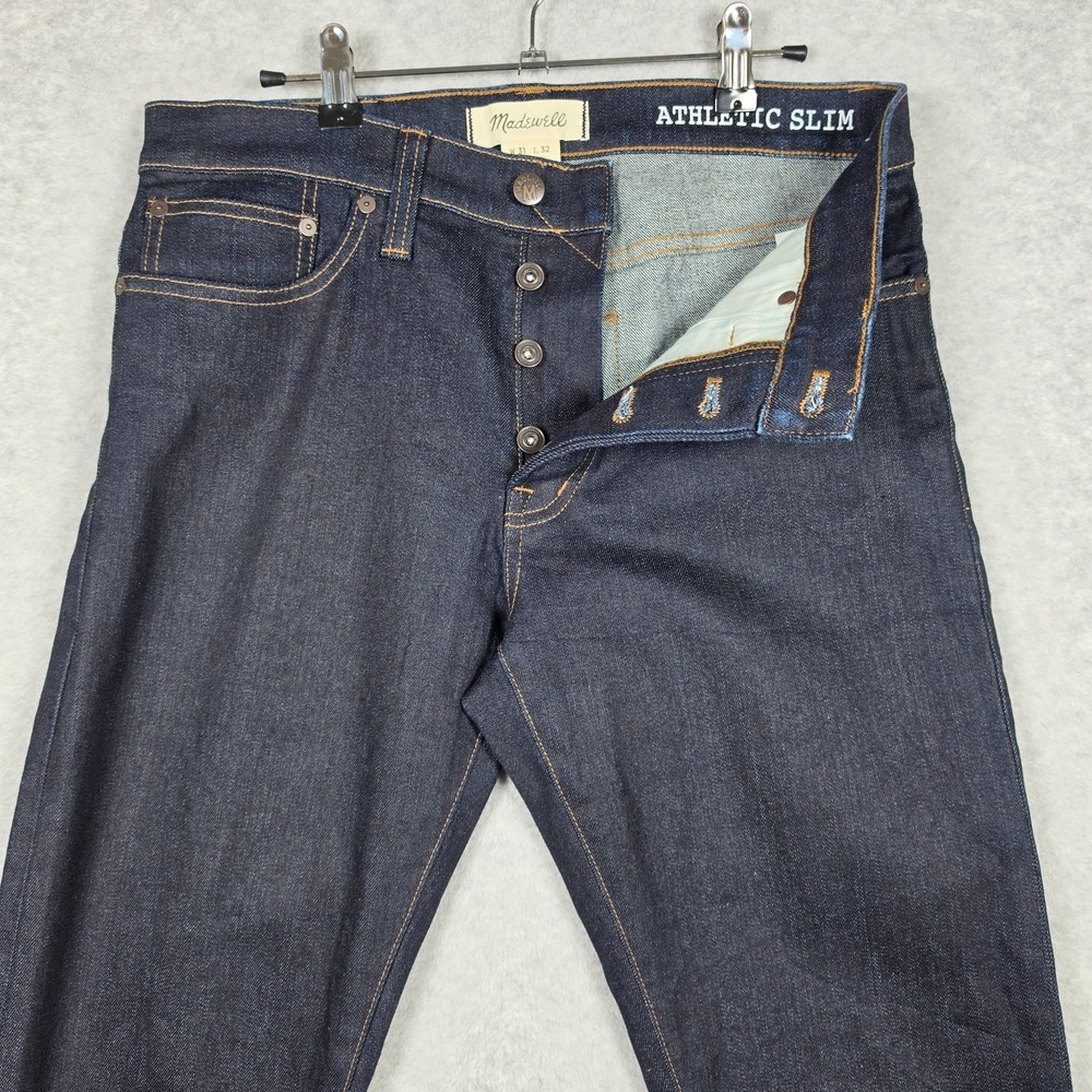 Madewell Jeans Mens Size 31x32 Dark Wash Athletic Slim Selvedge Denim Button Fly